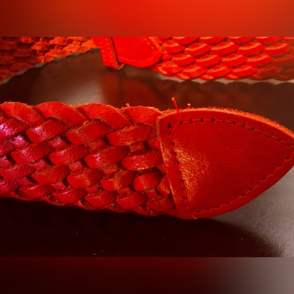 Vintage Capezio Red Braided Leather Belt;Size:M/L - Picture 4 of 9